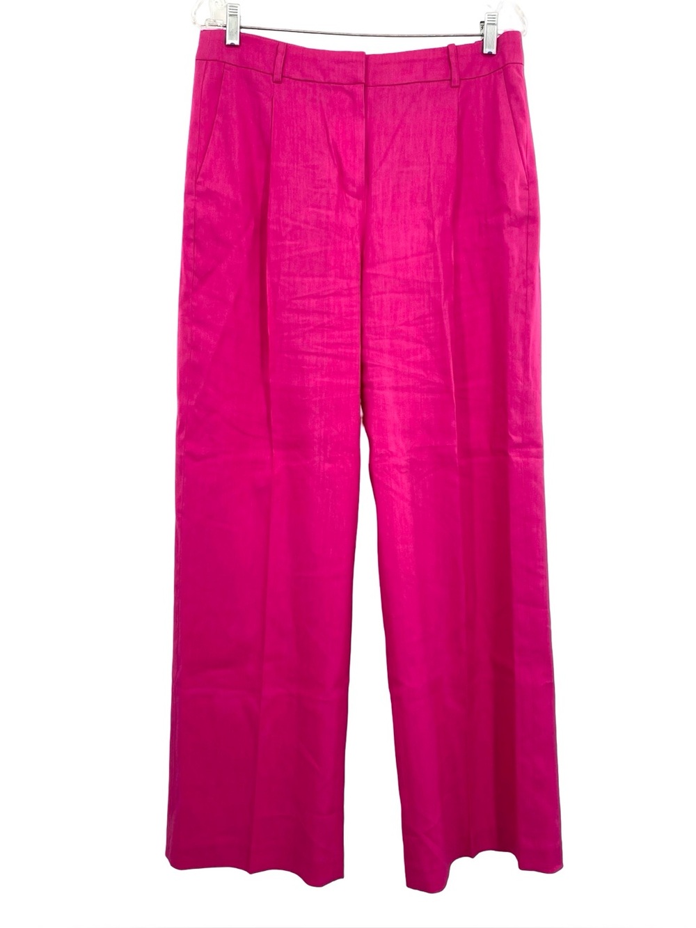 J. Crew Pink Linen Blend Remy Wide Leg Pleated Trouser Pants Size 10